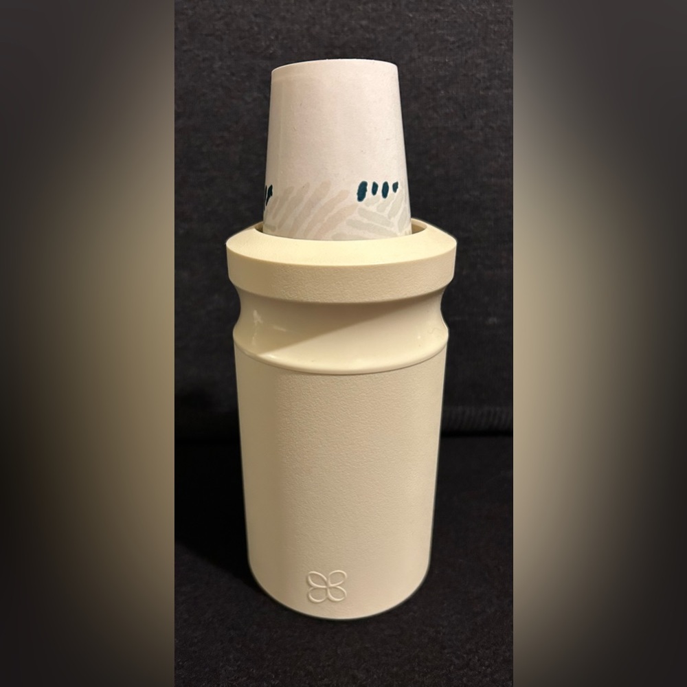 Vintage Dixie Bathroom Cup Pop Up Dispenser Holder Beige Plastic for 3 oz Cups